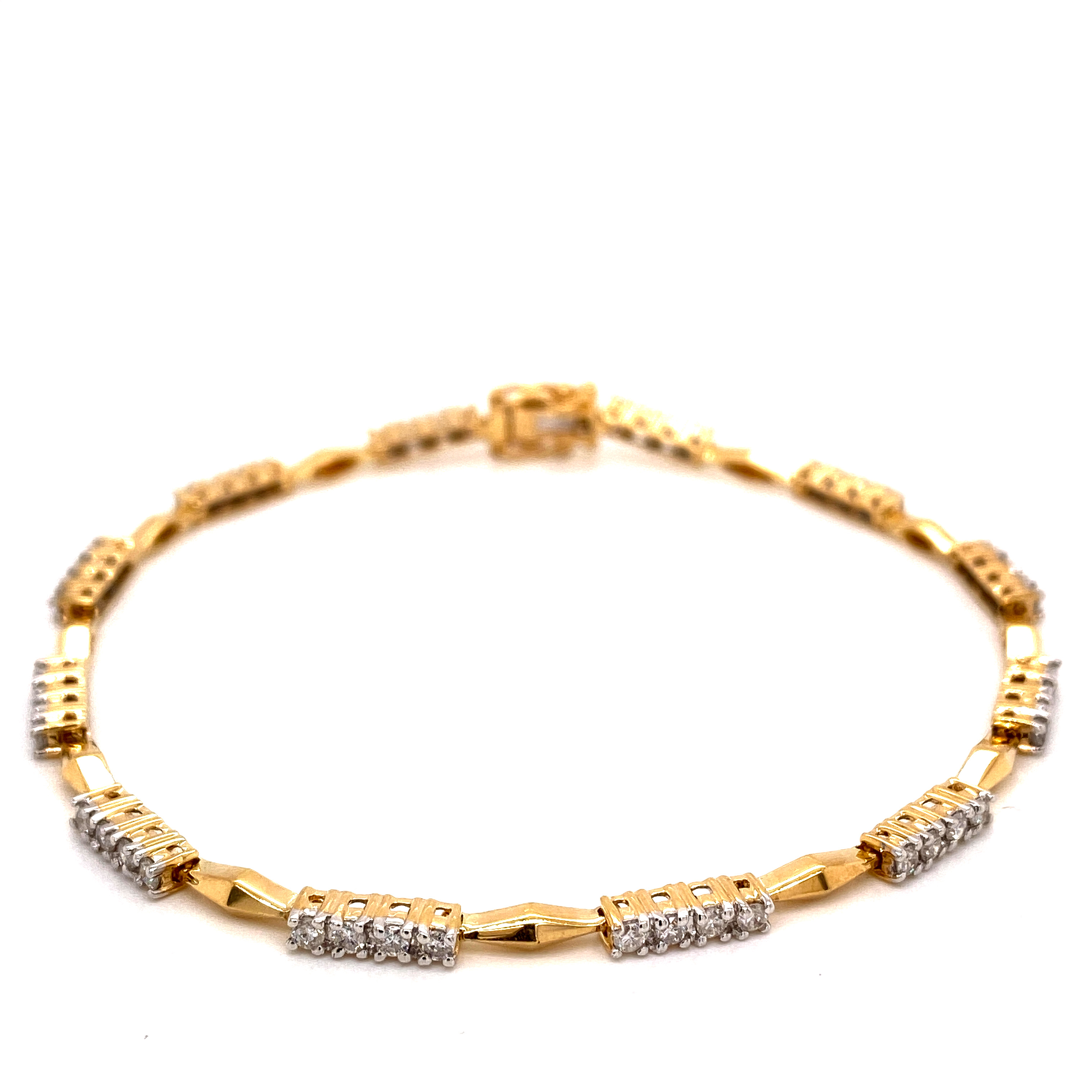 14K YELLOW GOLD & DIAMOND BAR BRACELET 