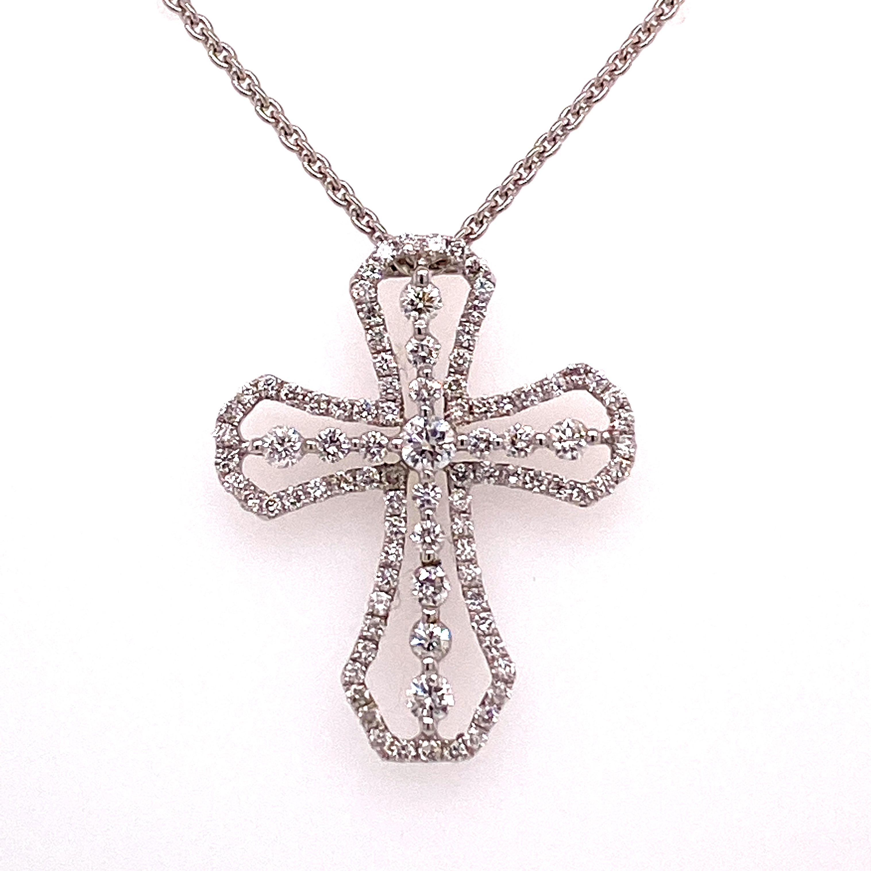 ELEGANT WHITE GOLD DIAMOND CROSS 