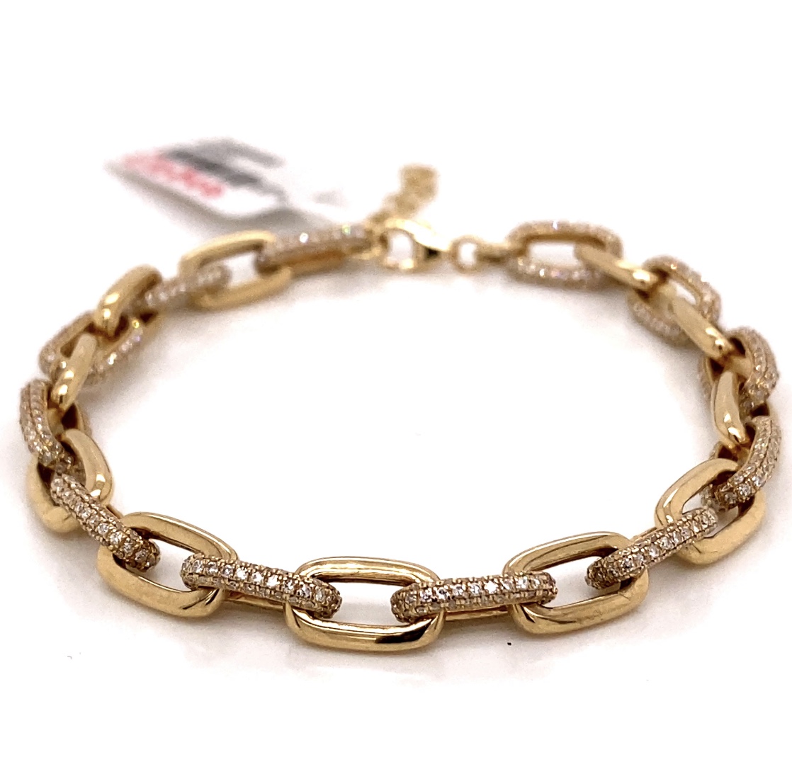 14K YELLOW GOLD & DIAMOND LINK BRACELET 