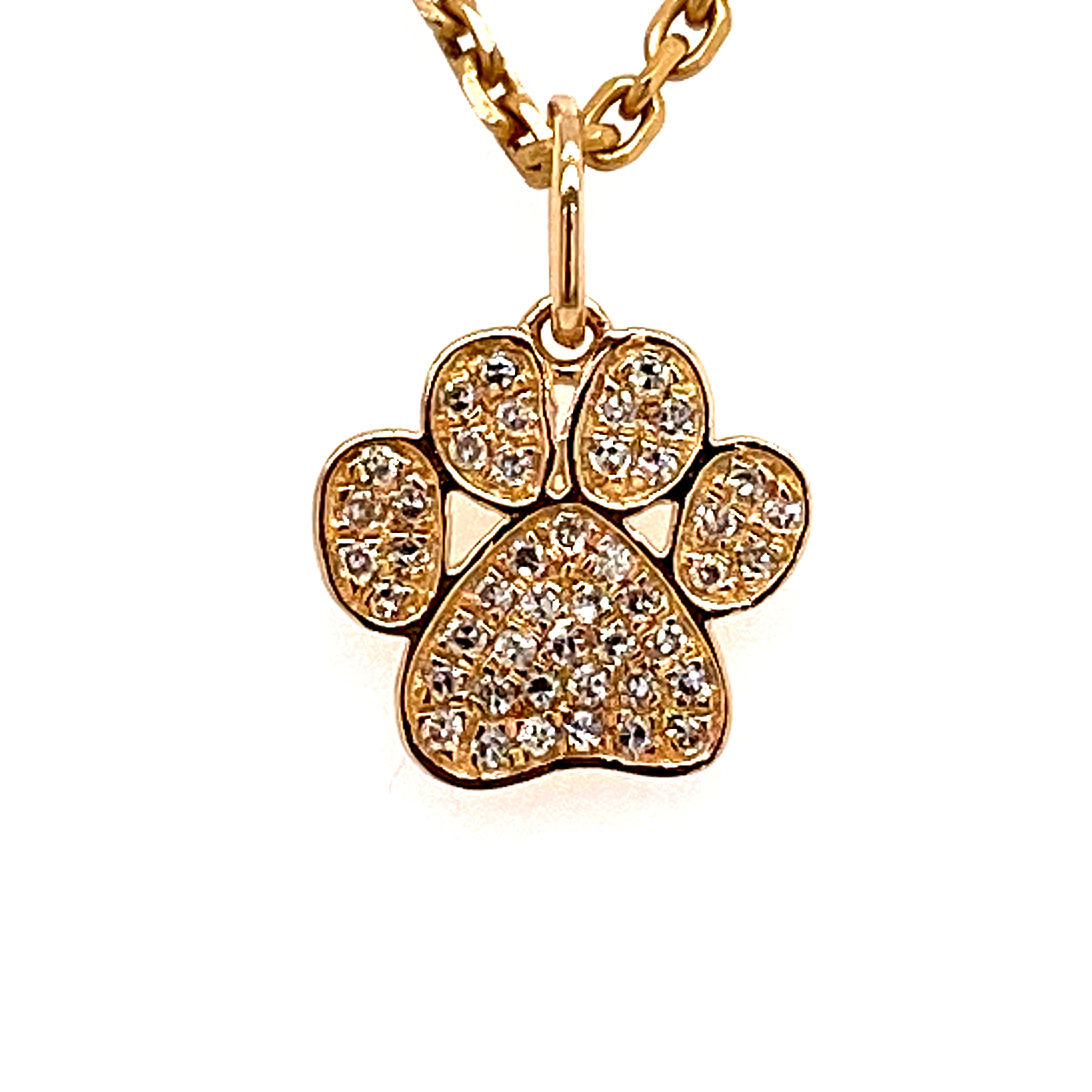 14K YELLOW GOLD & DIAMOND DOG PAW