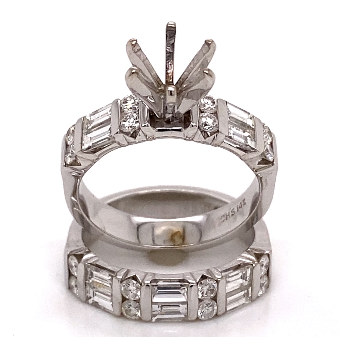 14k Semi Mount Engagement Ring & Wedding Band Set 