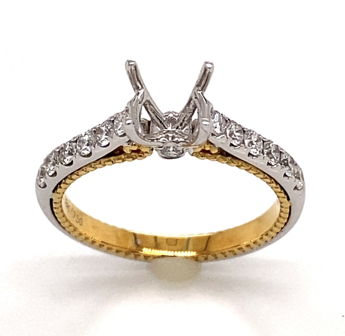 18k Two Tone Semi Mount Engagement Ring